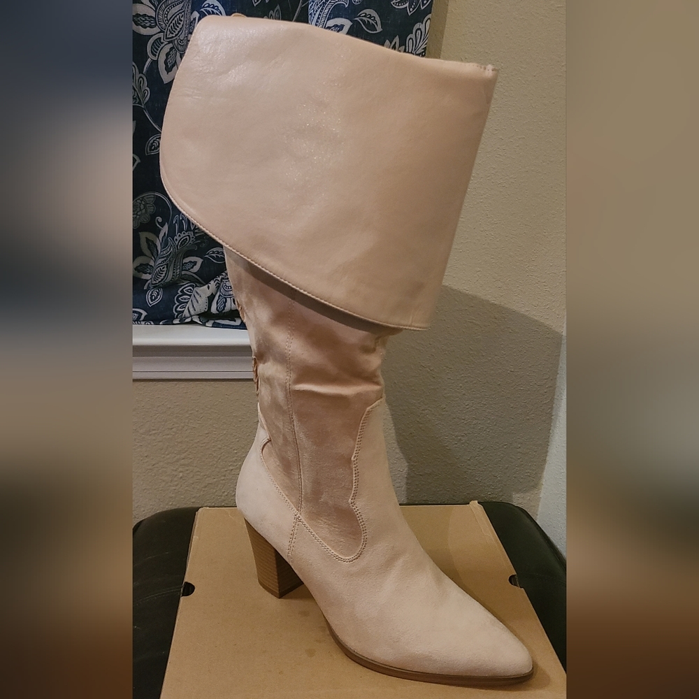 Womens Knee High Boots Heel Pointed Toe Long Cowgirl